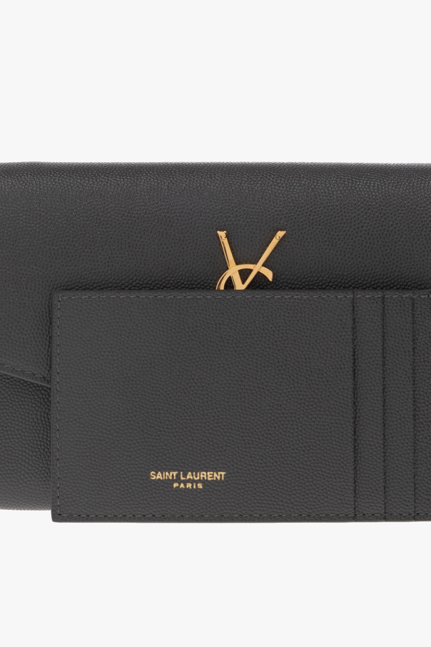 Uptown Leather Wallet On Chain in Black - Saint Laurent