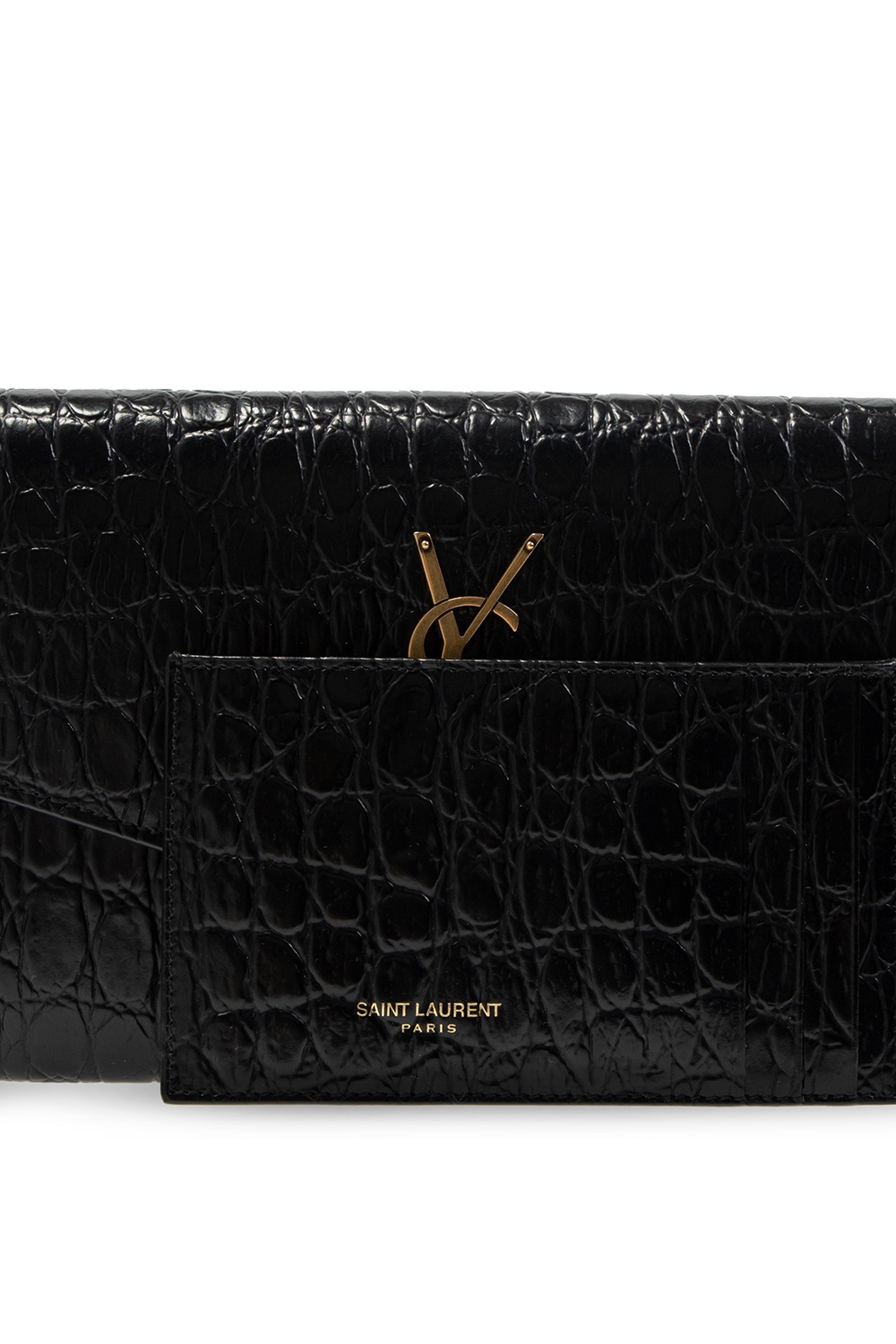 Saint Laurent Uptown Croc-effect Patent-leather Pouch - Red - One Size