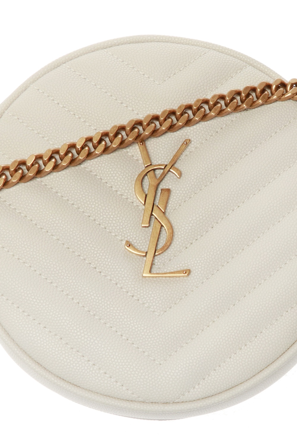Saint Laurent Monogram Leather Round Bag In White
