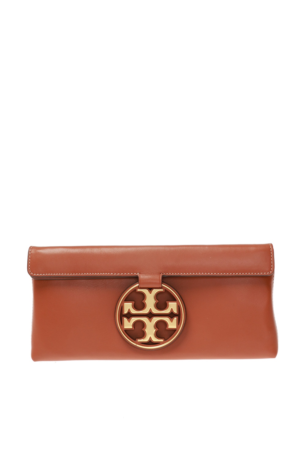 Brown Leather clutch with logo Tory Burch - Vitkac Australia