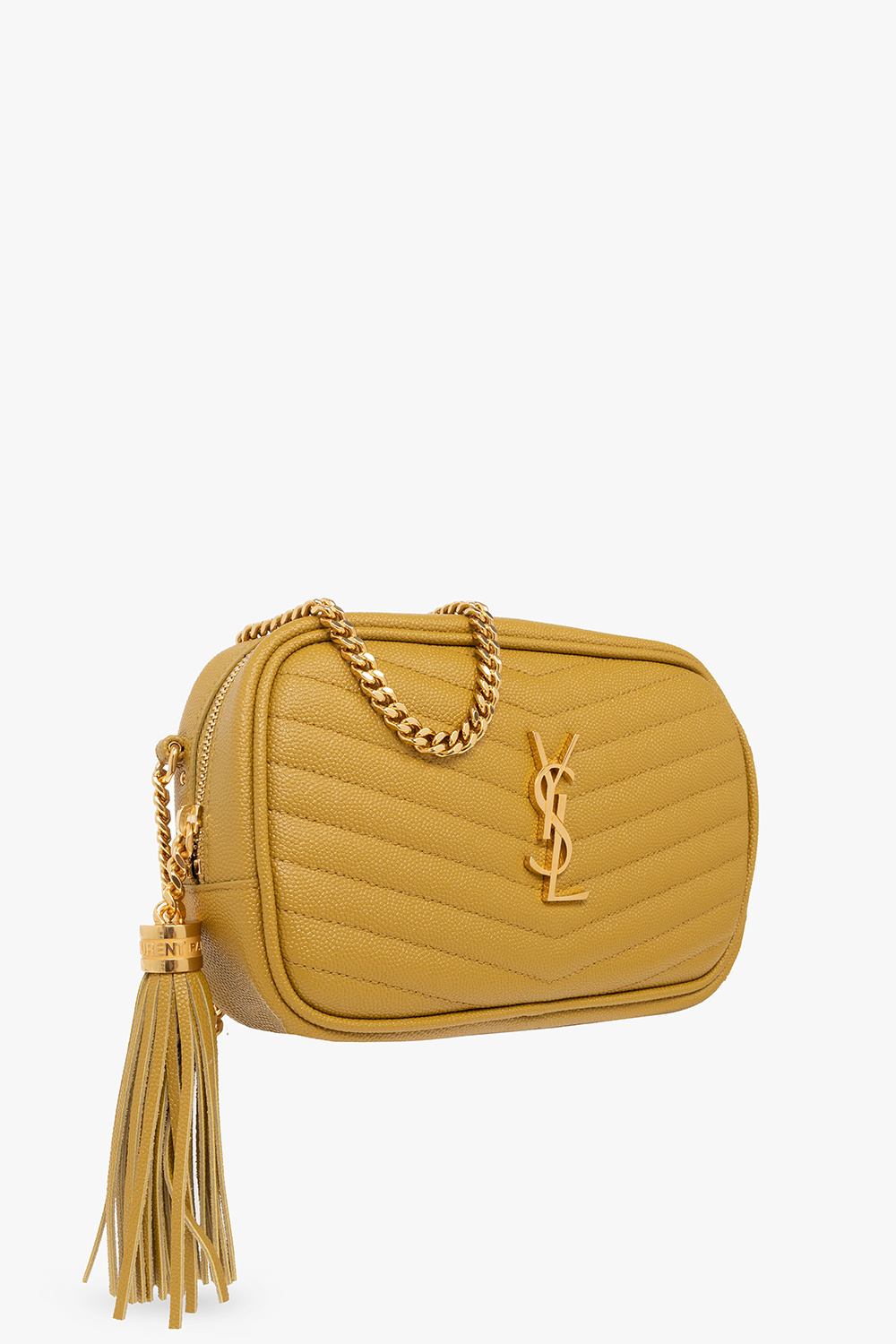 SAINT LAURENT: Lou quilted leather bag - Yellow Cream