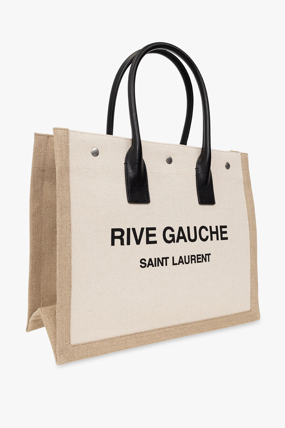 Saint Laurent Rive Gauche Tote Small Beige/White Canvas