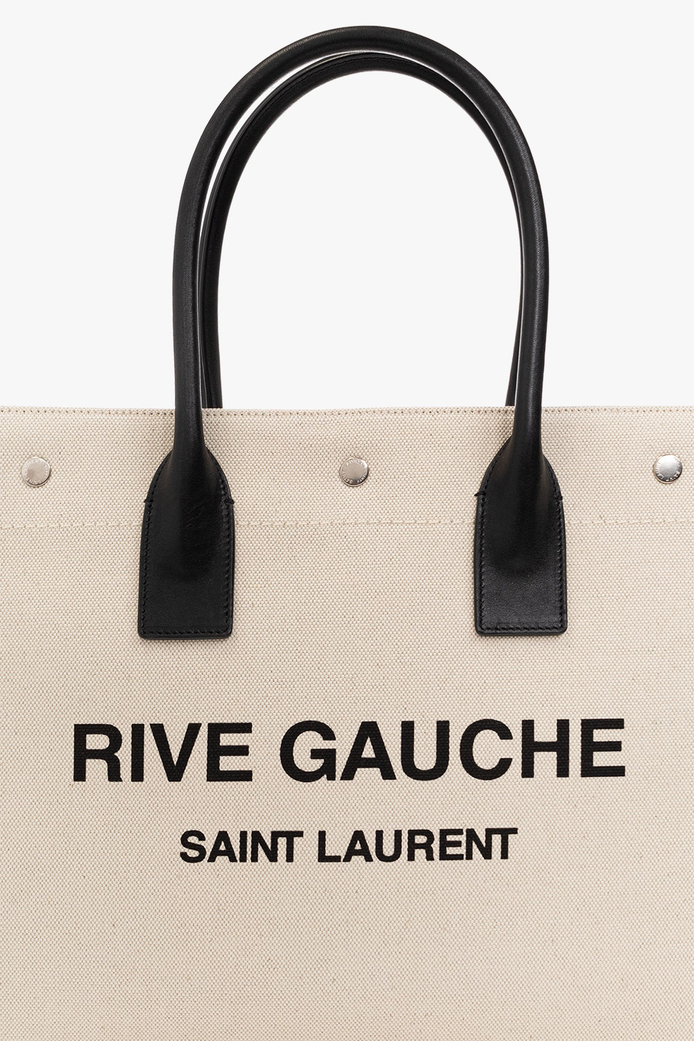 Saint Laurent Noe Tote Rive Gauche Canvas White/Black in Canvas with  Silver-tone - US