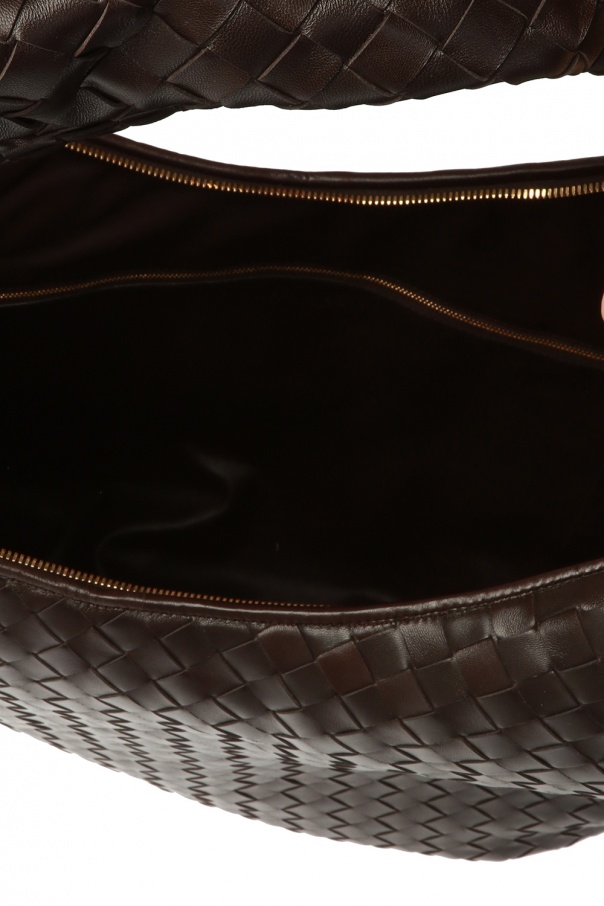 Bottega Veneta Leather Bark Metal Pouch Crossbody Bag in Silver & Gold, FWRD