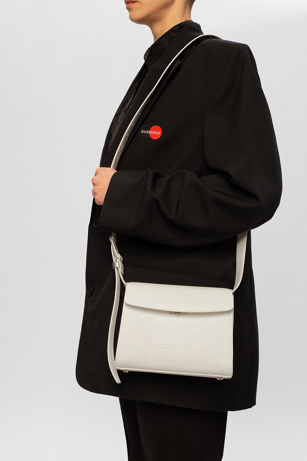 Balenciaga Ghost Medium Printed Croceffect Leather Shoulder Bag In Black   ModeSens