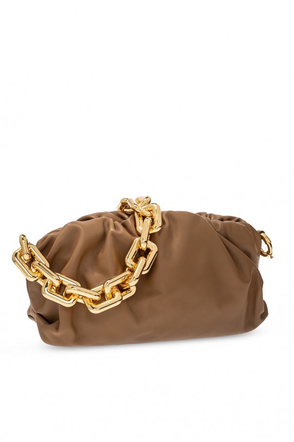 Bottega Veneta Brown Intrecciato Clutch Pouch. Nappa Leather, Gold