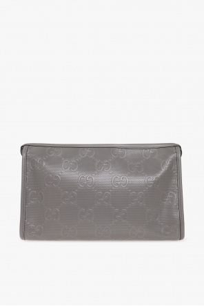 gucci striped Leather wash bag with monogram