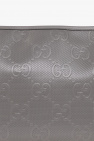 Gucci GREY Leather wash bag with monogram