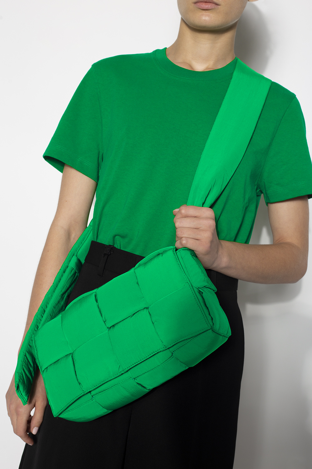 Padded Tech Cassette Crossbody Bag in Green - Bottega Veneta