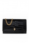 The Bow Black Leather Handbagh With Logo Alexander Mcqueen Woman