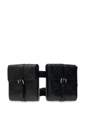 GUCCI Interlocking G Leather Shoulder Bag Black 115746