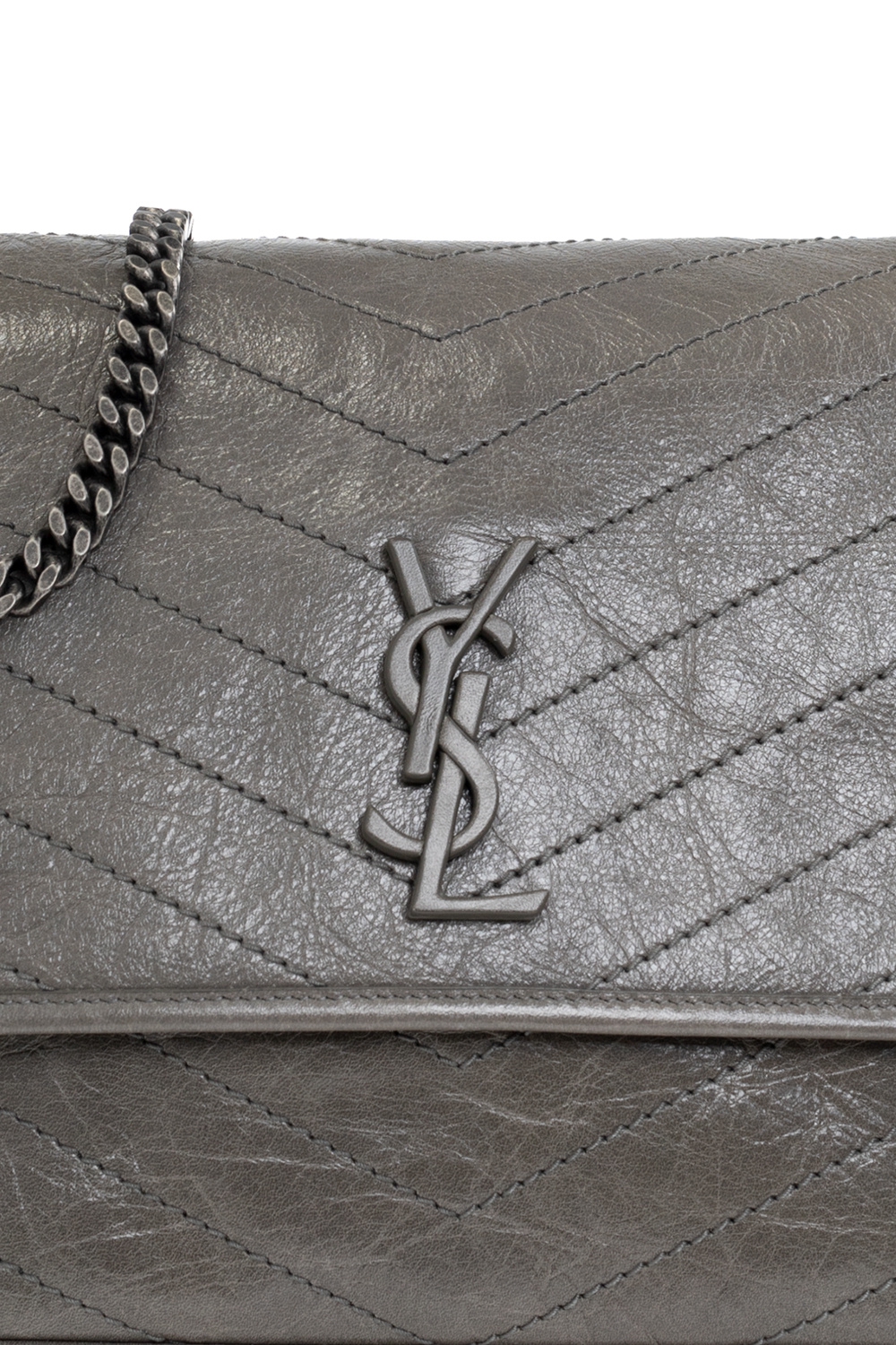 Ysl Niki Baby Chain Bag (Grey), Women's Fashion, Bags & Wallets