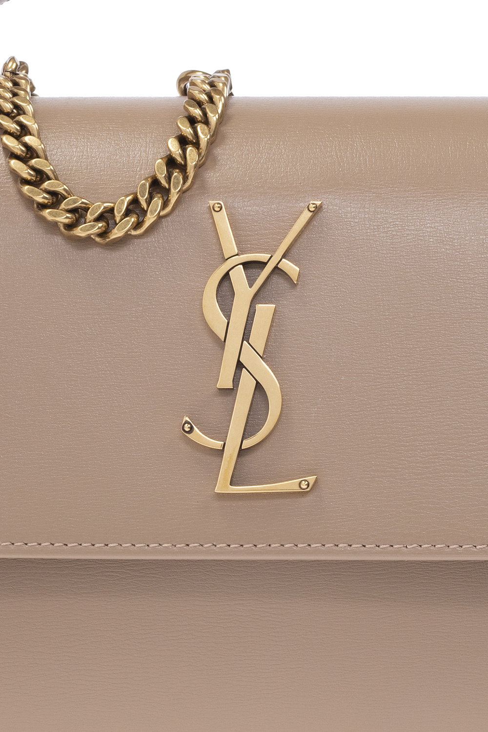 YVES SAINT LAURENT Contrast Trim Wallet on Chain Leather Shoulder Bag