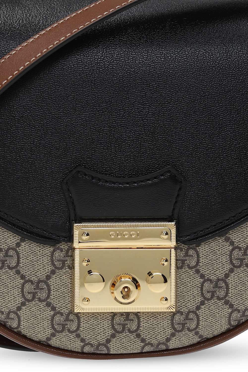 Gucci Padlock Saddle Shoulder Bag GG Coated Canvas and Leather Small