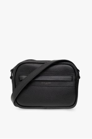 Saint Laurent Rive Gauche medium model handbag in black grained leather and black suede