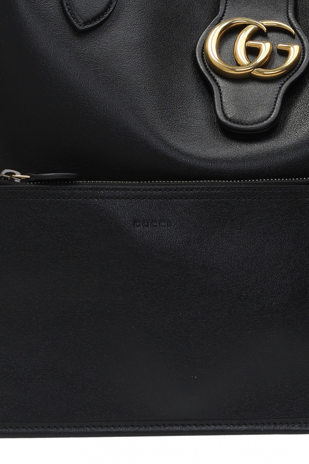 Gucci Leather Dahlia Tote Bag in Black