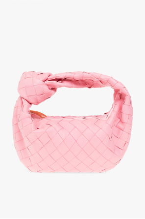 Bottega Veneta Point Raffia & Leather Top Handle Bag In Pink