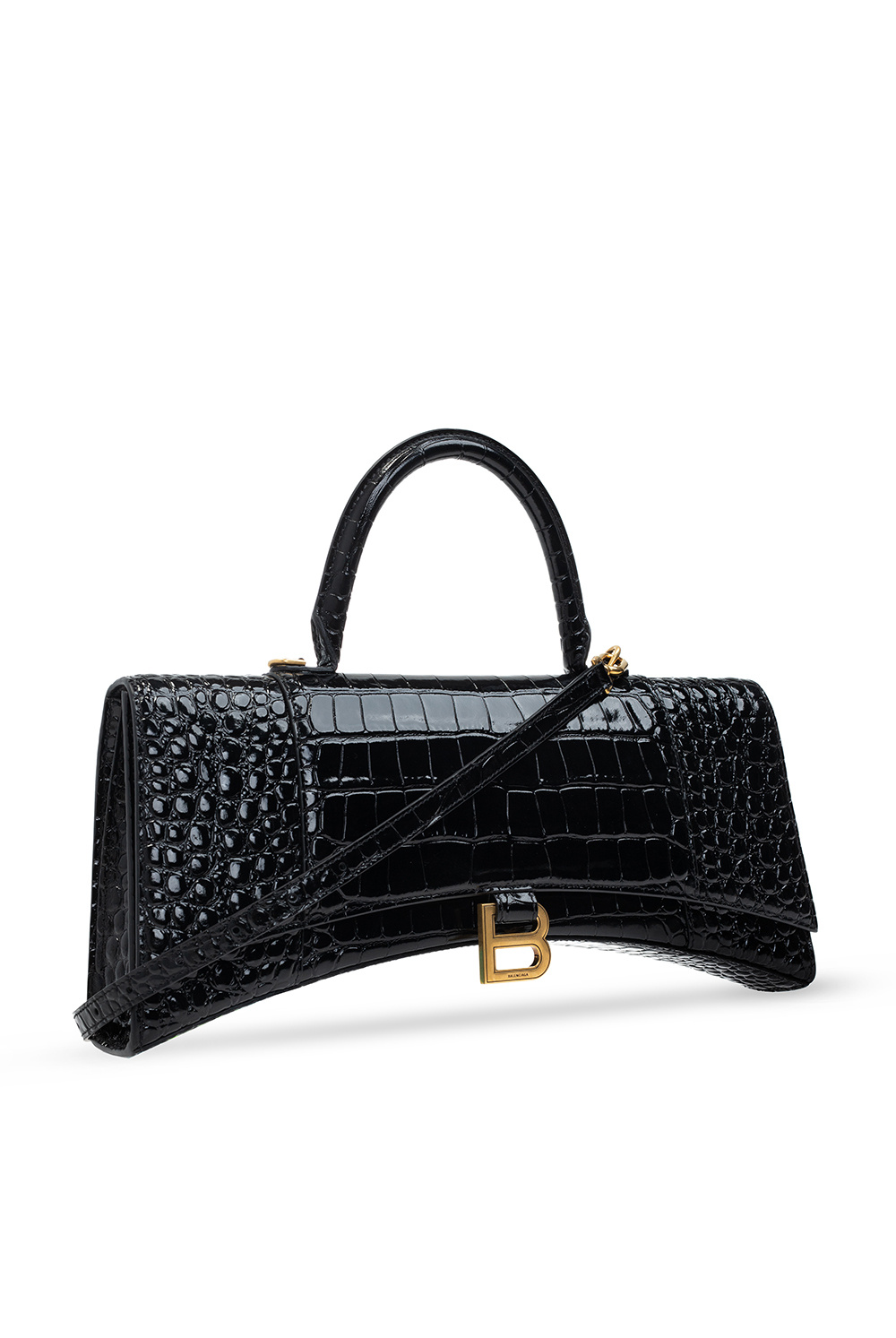 Balenciaga Hourglass Sling Shoulder Bag Crocodile Embossed Leather Small  Neutral  eBay