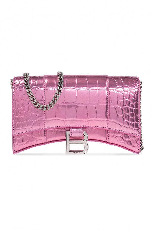IetpShops Denmark - Pink wallet on chain Balenciaga - logo-plaque round crossbody bag