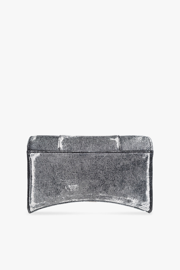 balenciaga hourglass wallet on chain silver glitter