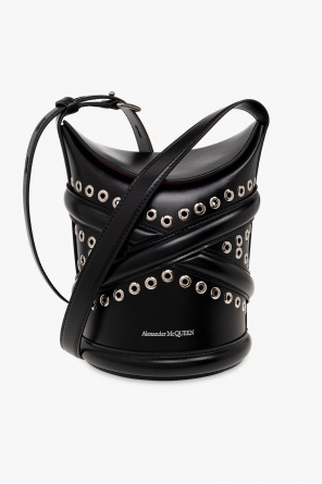 Alexander McQueen Black Leather Sandals With Metallic Heel