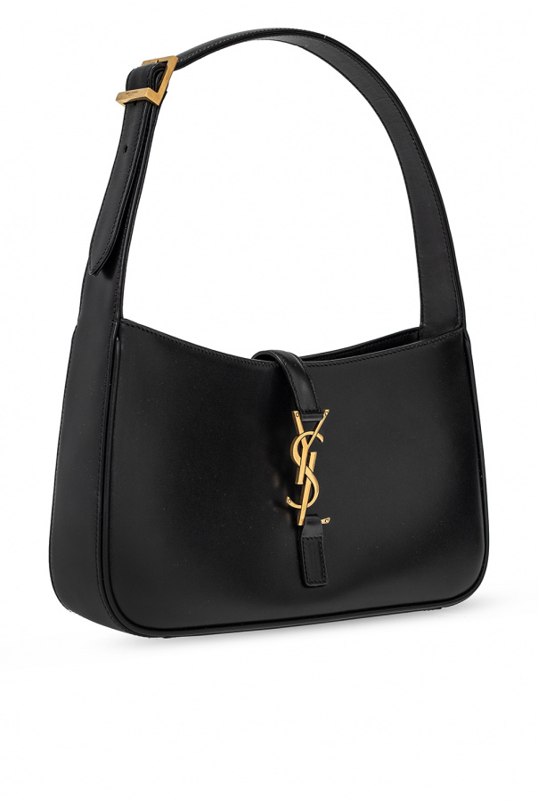 Saint Laurent Le 5 A 7 Leather Hobo Shoulder Bag Black