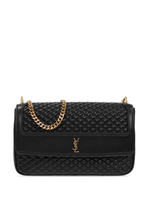Saint Laurent Victoire Quilted Leather Cross Body Bag in Black