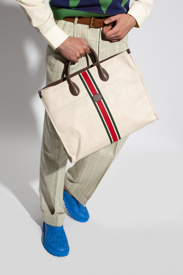 gucci loafers Linen shopper bag