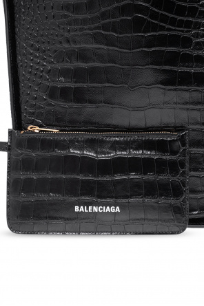 BALENCIAGA Ville Mini shoulder bag Croc-effect leather Black