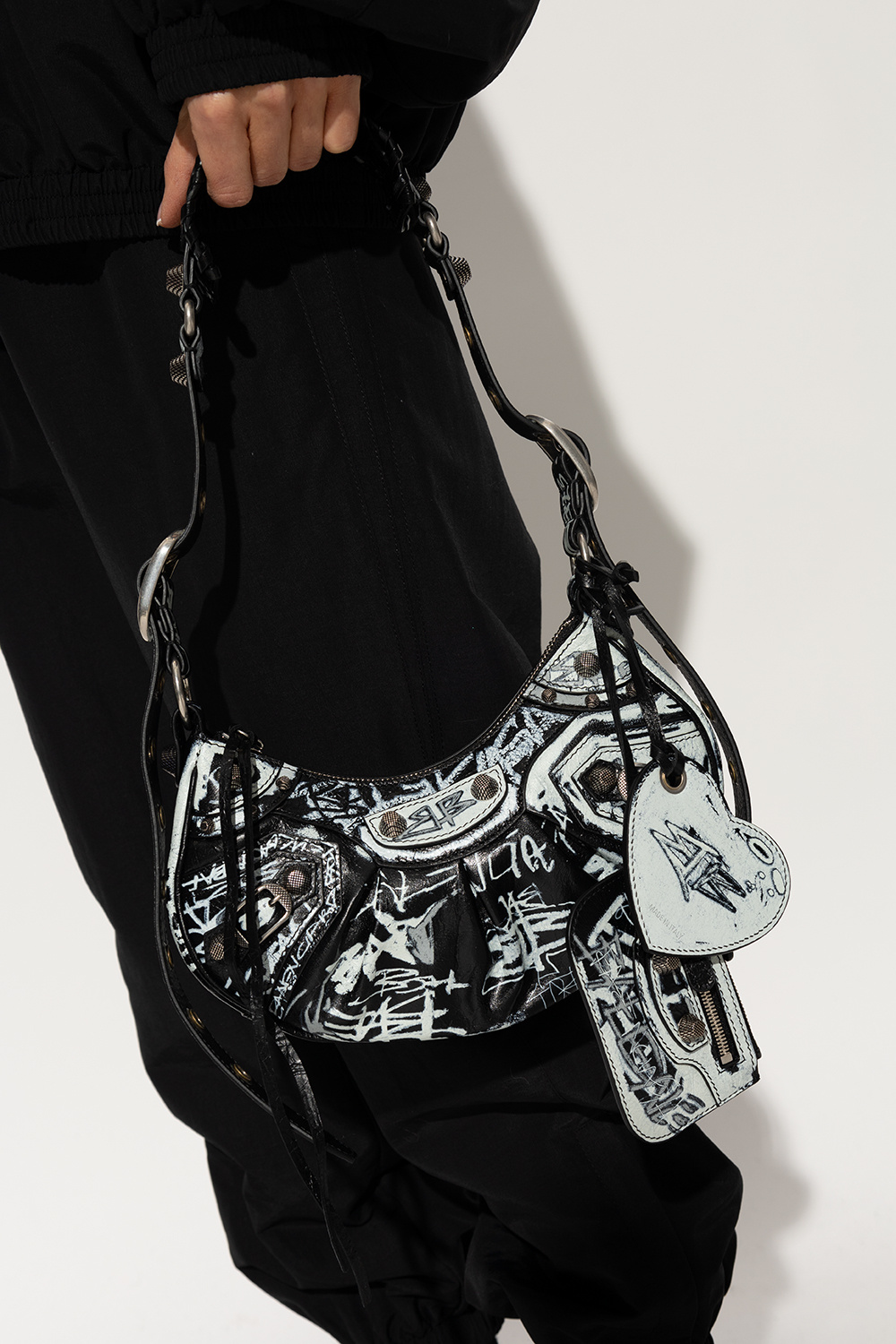 Balenciaga Cagole Xs Graffiti-Print Leather Shoulder Bag