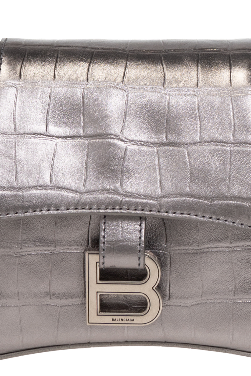 Emily small bag in silver crocodile-effect leather