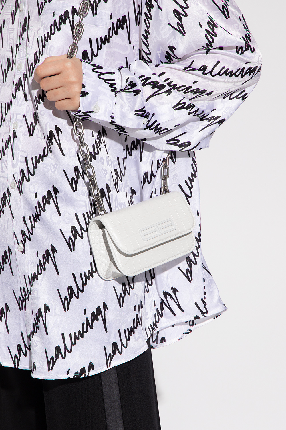 Balenciaga Gossip Xs Croceffect Leather Shoulder Bag In Bianco  ModeSens