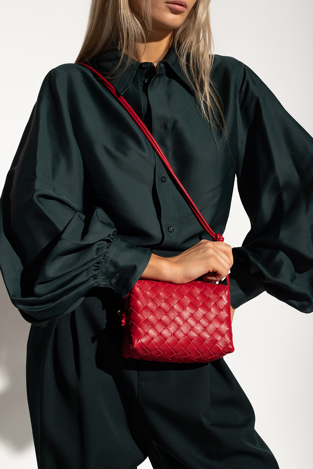 Loop mini leather shoulder bag by Bottega Veneta