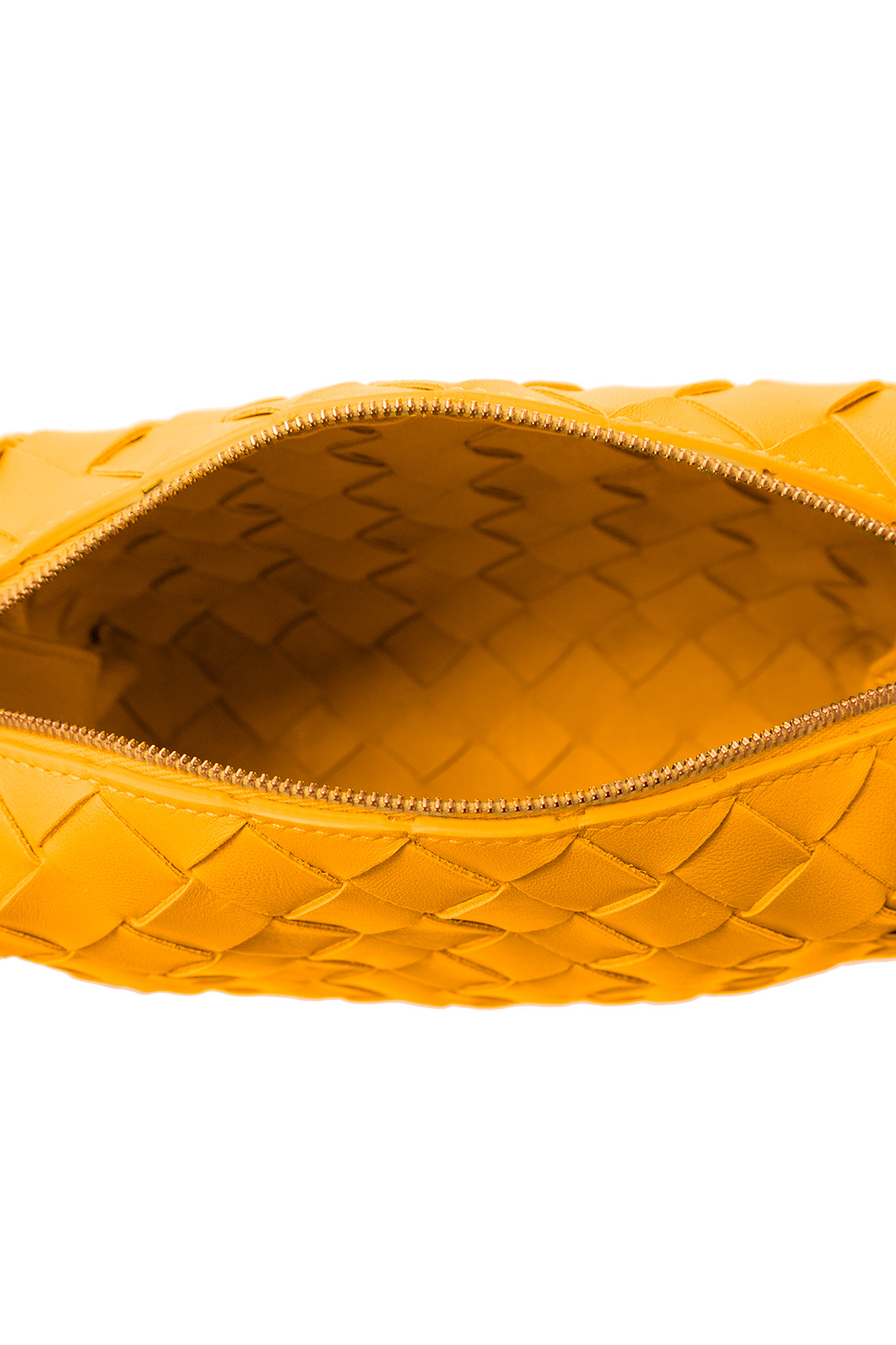 Bottega Veneta Loop Padded Intrecciato Wallet on Chain Chalk-Gold