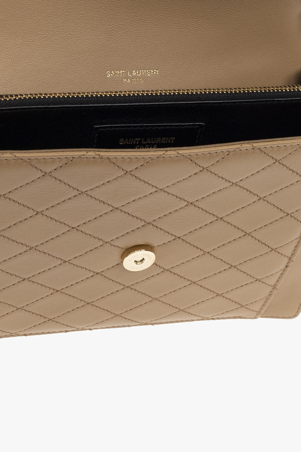 YVES SAINT LAURENT Gaby Small Envelope Quilted Leather Wallet Beige
