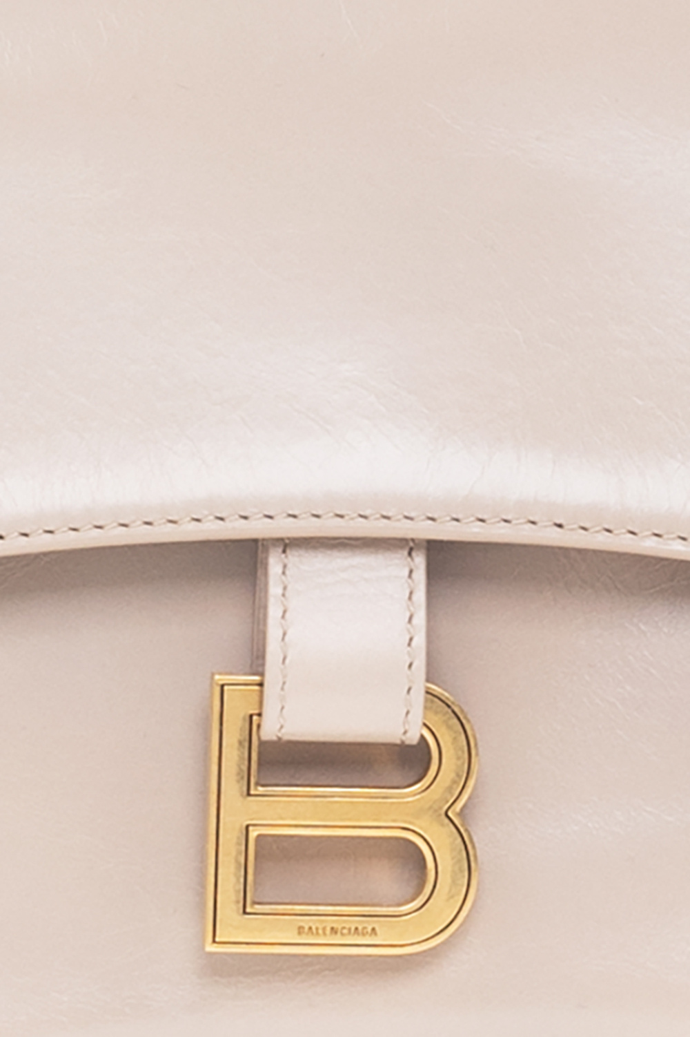 Balenciaga Hourglass Top Handle Bag Small Beige in Leather with Gold-tone -  GB