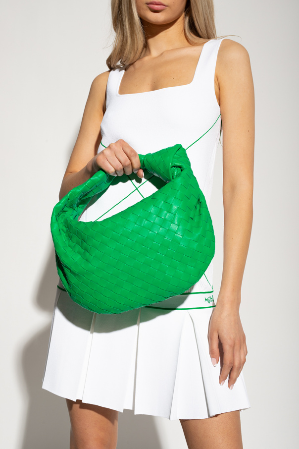 Green Jodie Teen Intrecciato-leather shoulder bag