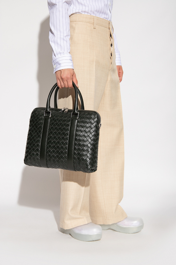 Mens Bags Briefcases and laptop bags Bottega Veneta Leather Arco Briefcase in Black for Men 