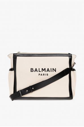 Czarna bluza z białym logo BALMAIN Stiefeletten PARIS
