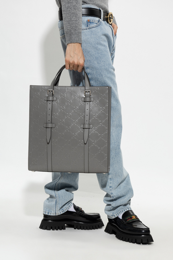 gucci Braun Leather shopper bag