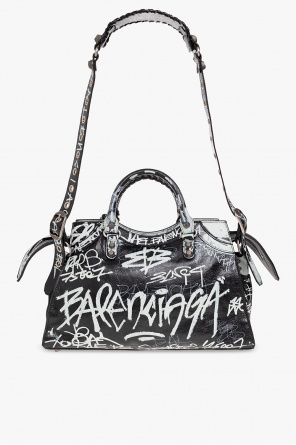 Balenciaga Graffiti Mini City Bag Leather Black Preowned Beautiful