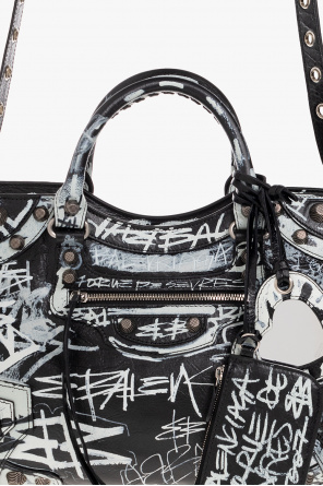 Balenciaga Graffiti Mini City Bag Leather Black Preowned Beautiful