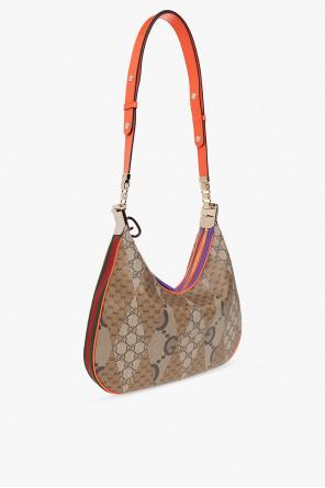 Attache small leather-trimmed printed coated-canvas shoulder bag