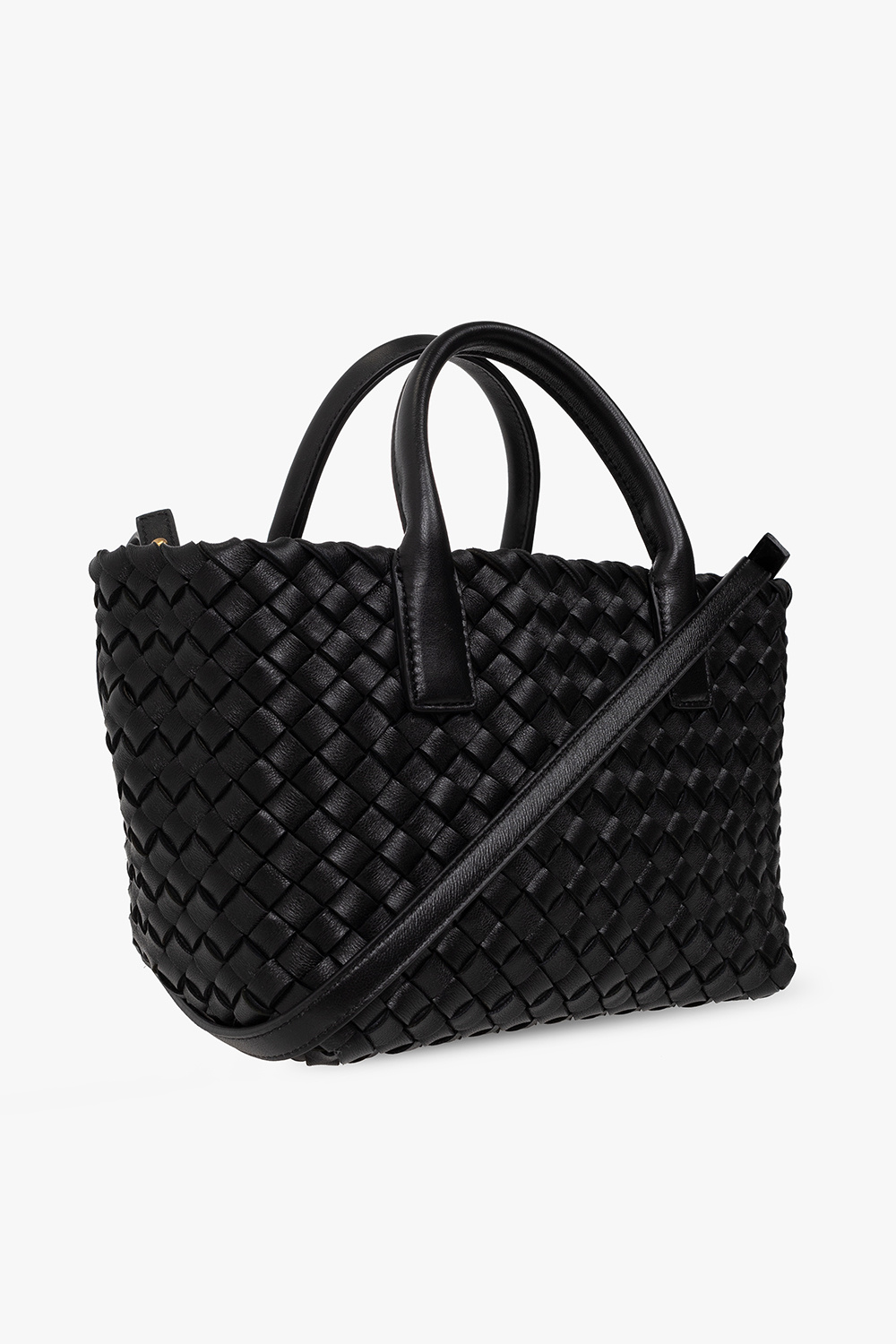 Bottega Veneta Cabat Mini Intrecciato Leather Tote Bag White