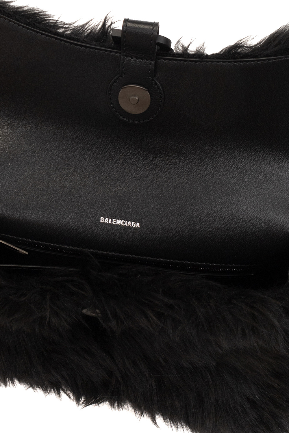 Shop Balenciaga Downtown XS Shoulder Bag with Chain and Fake Fur