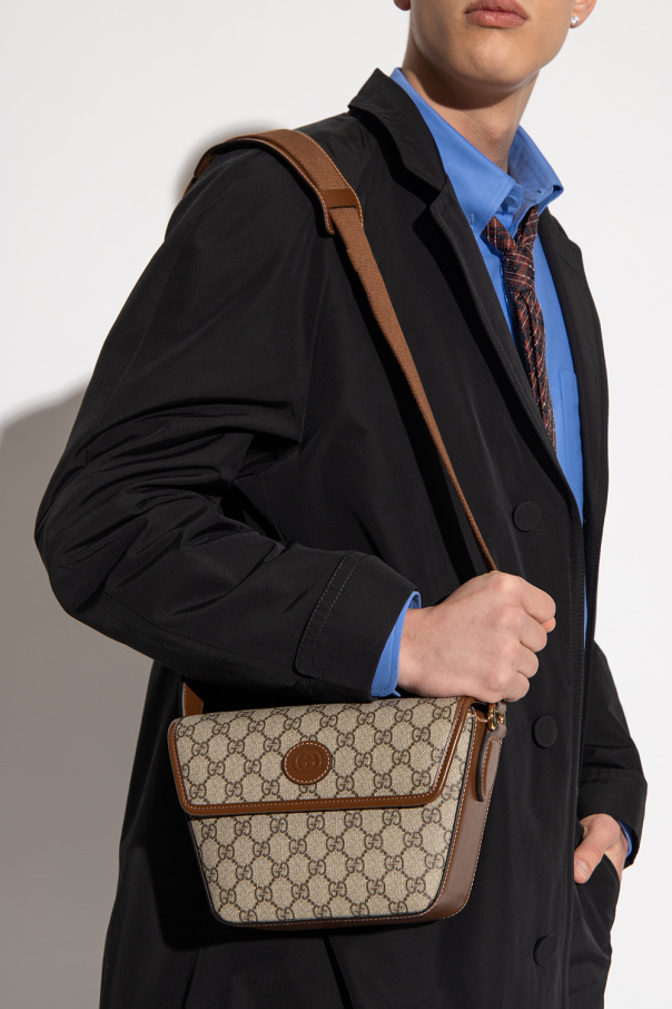 Gucci GUCCI long-sleeve cable-knit jumper shoulder bag