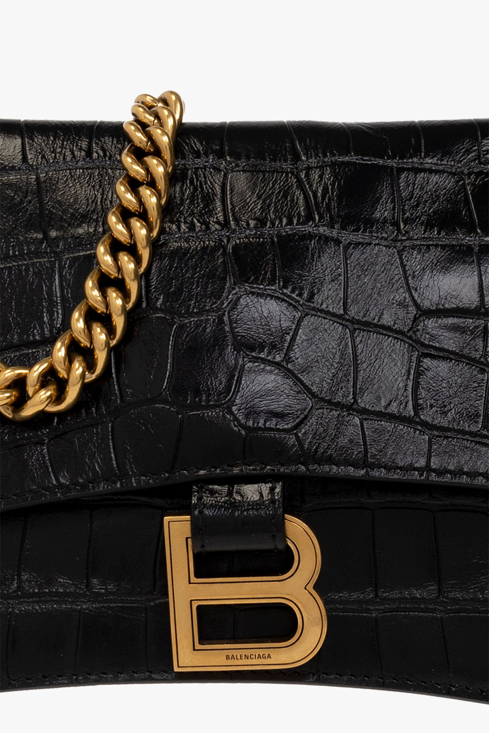 Balenciaga Crush Medium Croc-Embossed Chain Shoulder Bag