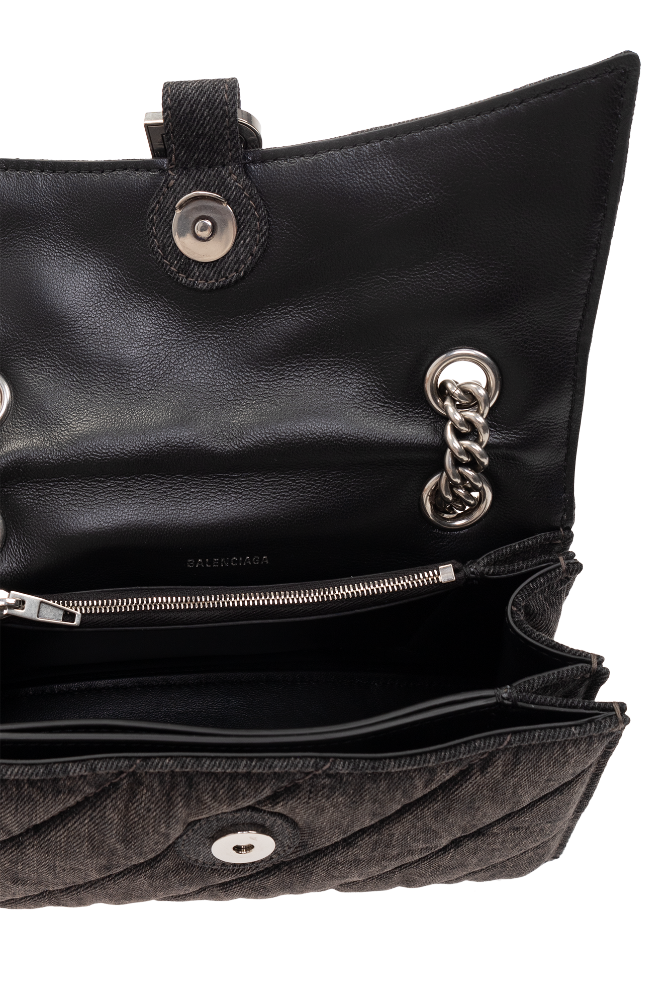 Balenciaga Crush Small Quilted Chain Shoulder Bag Black