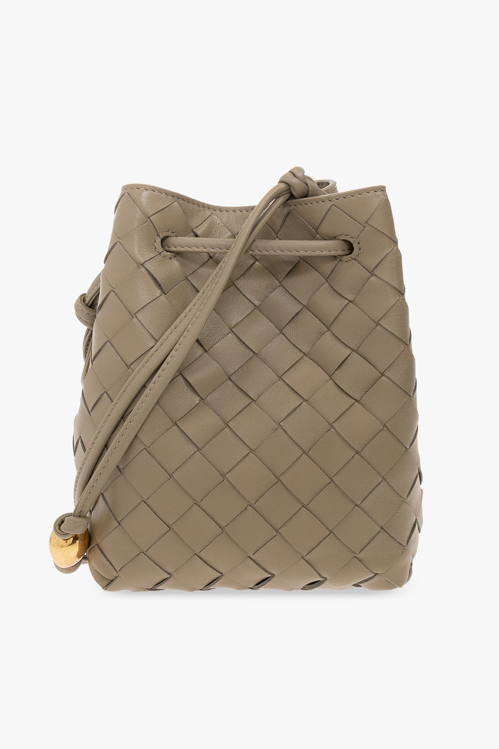 bottega Black Veneta Leather bucket shoulder bag