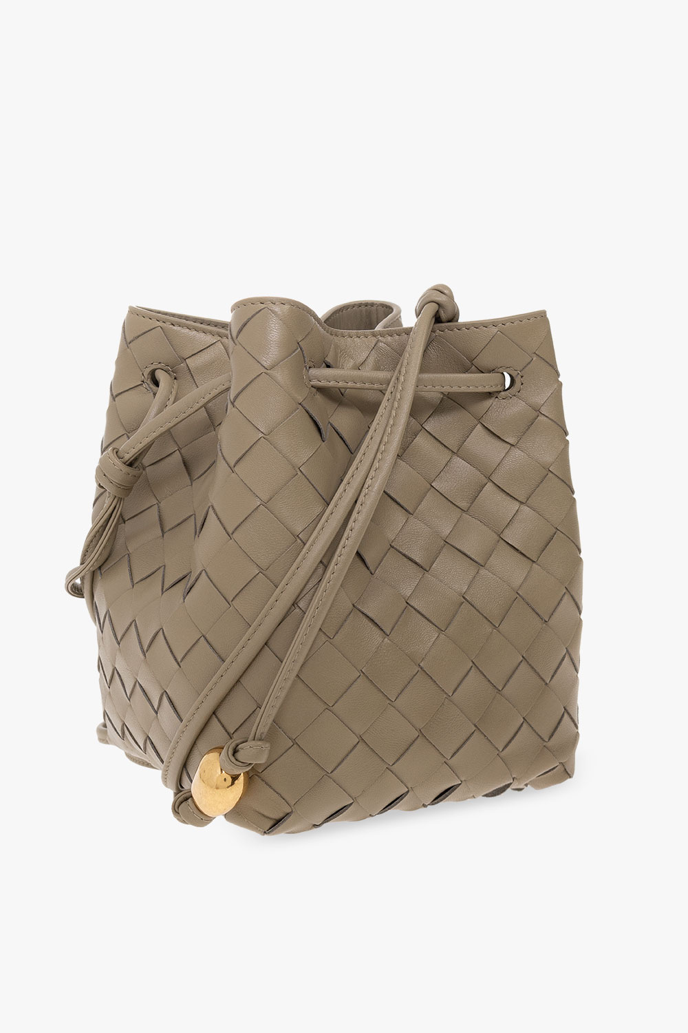 bottega Black Veneta Leather bucket shoulder bag